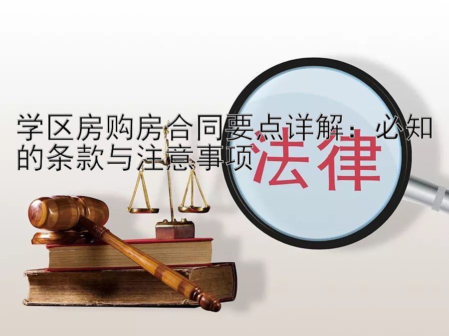 学区房购房合同要点详解：必知的条款与注意事项