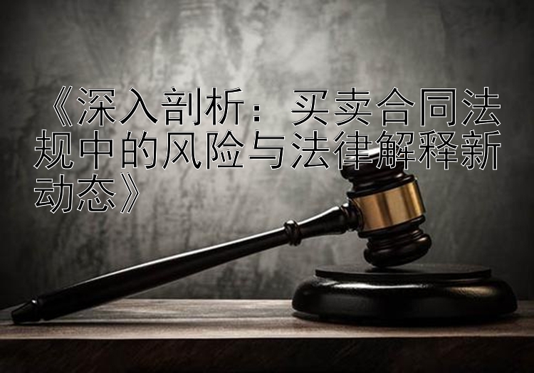 《深入剖析：买卖合同法规中的风险与法律解释新动态》