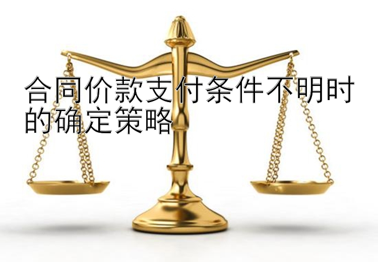 合同价款支付条件不明时的确定策略