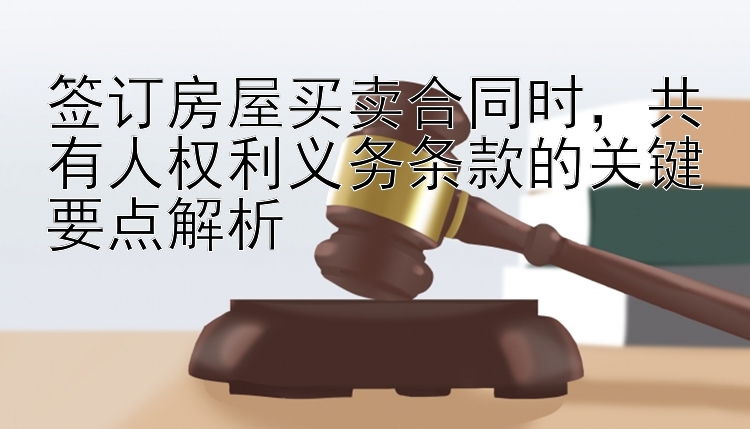 签订房屋买卖合同时，共有人权利义务条款的关键要点解析